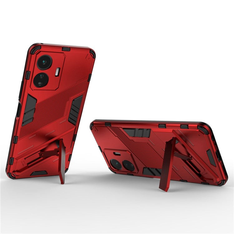 For vivo Y77 5G Hybrid TPU + PC Phone Case Kickstand Anti-scratch Mobile Phone Back Cover - Red