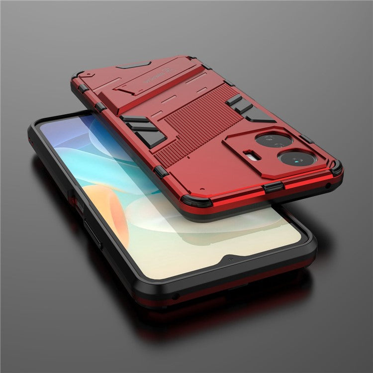 For vivo Y77 5G Hybrid TPU + PC Phone Case Kickstand Anti-scratch Mobile Phone Back Cover - Red