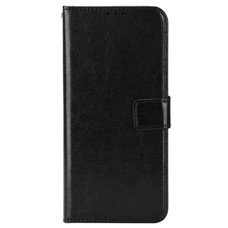 For vivo Y77 5G / Y77e 5G Crazy Horse Texture Anti-scratch Phone Cover Wallet Foldable Stand PU Leather Cover - Black