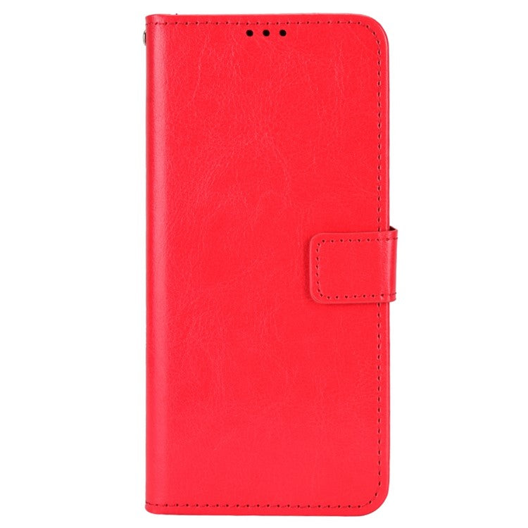 For vivo Y77 5G / Y77e 5G Crazy Horse Texture Anti-scratch Phone Cover Wallet Foldable Stand PU Leather Cover - Red