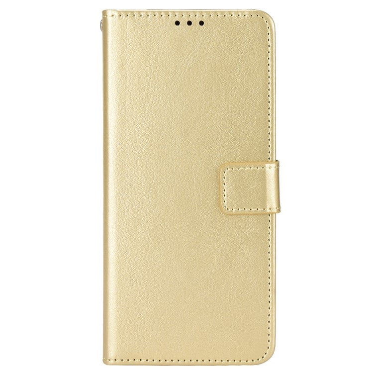 For vivo Y77 5G / Y77e 5G Crazy Horse Texture Anti-scratch Phone Cover Wallet Foldable Stand PU Leather Cover - Gold