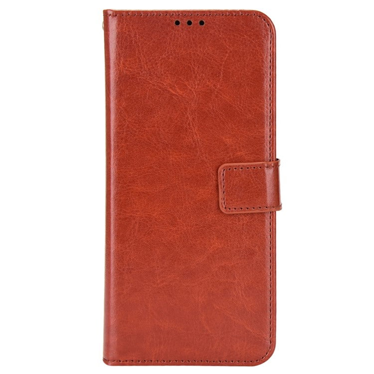 For vivo Y77 5G / Y77e 5G Crazy Horse Texture Anti-scratch Phone Cover Wallet Foldable Stand PU Leather Cover - Brown