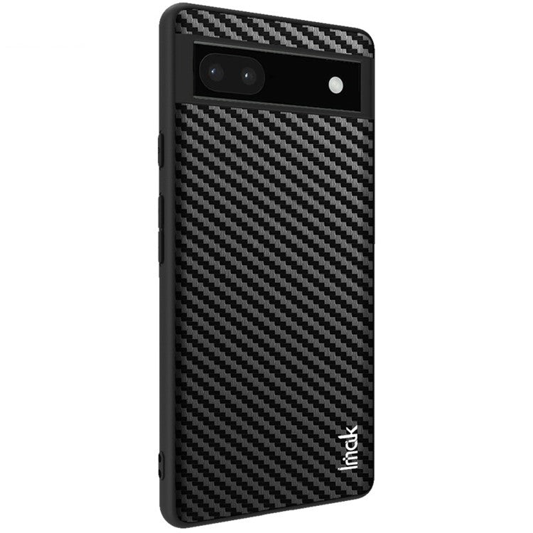 IMAK LX-5 Series for Google Pixel 6a Carbon Fiber Texture Drop-proof Anti-wear Back Cover Leather Coated TPU PC Bottom Case