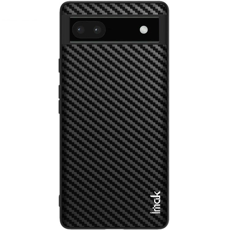 IMAK LX-5 Series for Google Pixel 6a Carbon Fiber Texture Drop-proof Anti-wear Back Cover Leather Coated TPU PC Bottom Case