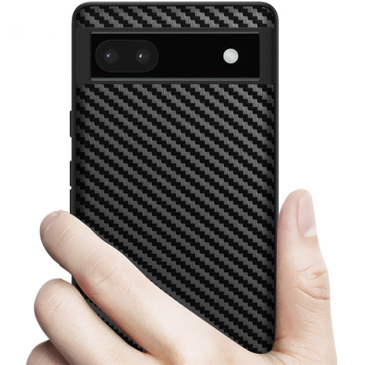 IMAK LX-5 Series for Google Pixel 6a Carbon Fiber Texture Drop-proof Anti-wear Back Cover Leather Coated TPU PC Bottom Case