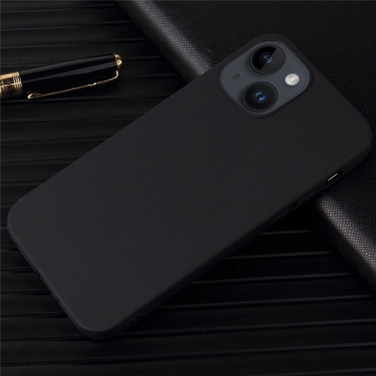 For-iPhone-14-/-13-Matte-Surface-Flexible-TPU-Phone-Cover-Anti-Drop-Back-Case---Black