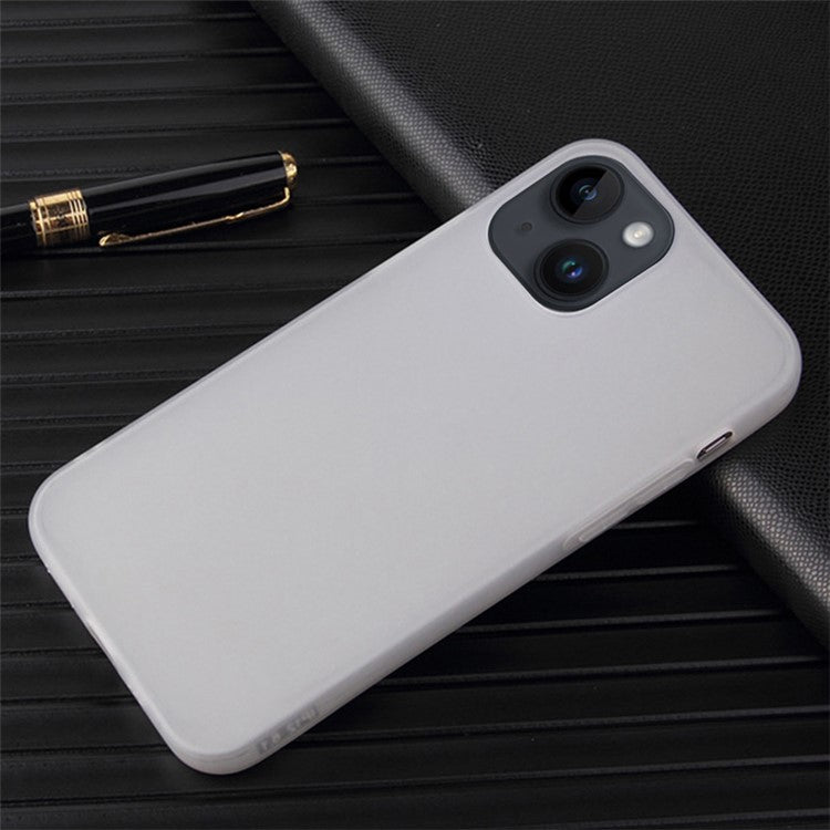 For-iPhone-14-/-13-Matte-Surface-Flexible-TPU-Phone-Cover-Anti-Drop-Back-Case---Transparent-White