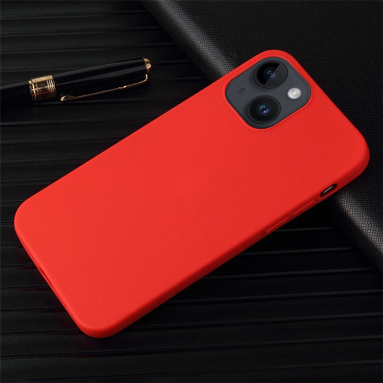 For-iPhone-14-/-13-Matte-Surface-Flexible-TPU-Phone-Cover-Anti-Drop-Back-Case---Red