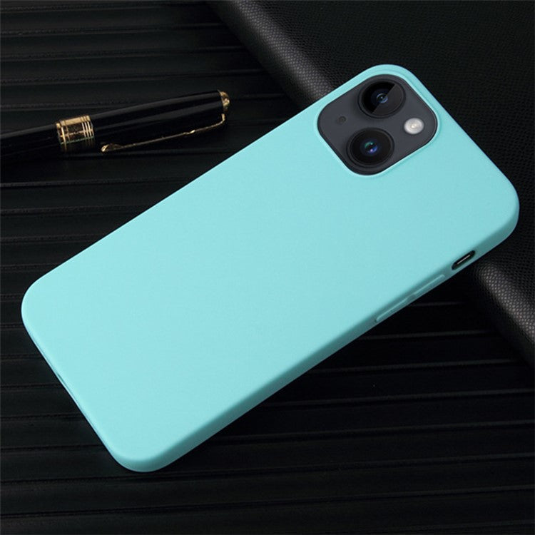 For-iPhone-14-/-13-Matte-Surface-Flexible-TPU-Phone-Cover-Anti-Drop-Back-Case---Sky-Blue