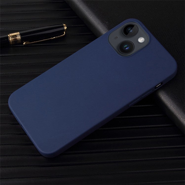 For-iPhone-14-/-13-Matte-Surface-Flexible-TPU-Phone-Cover-Anti-Drop-Back-Case---Dark-Blue