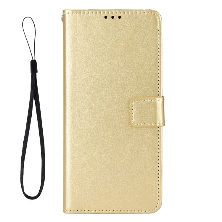 Crazy Horse Texture PU Leather Case Stand for vivo Y02s 4G, Full Protection Anti-scratch Phone Wallet Cover - Gold