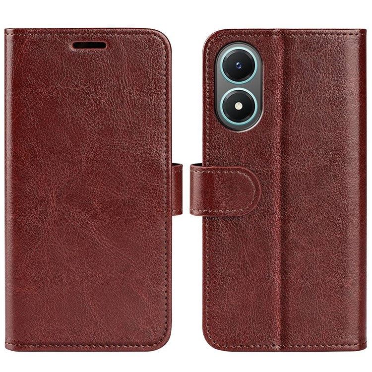 For vivo Y02s 4G Anti-drop Anti-scratch Crazy Horse Texture Wallet Case PU Leather + TPU Stand Function Phone Shell - Brown