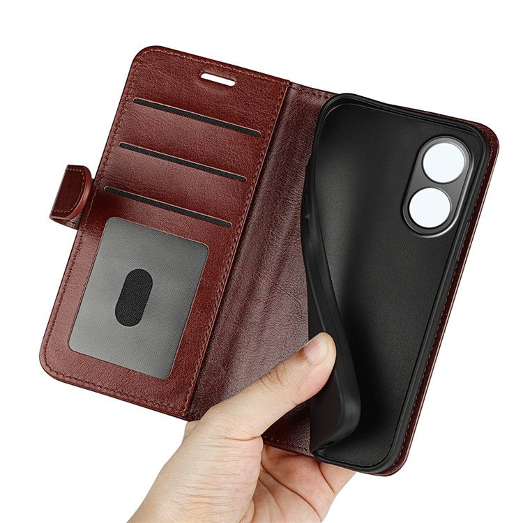 For vivo Y02s 4G Anti-drop Anti-scratch Crazy Horse Texture Wallet Case PU Leather + TPU Stand Function Phone Shell - Brown