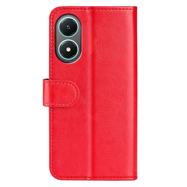 For vivo Y02s 4G Anti-drop Anti-scratch Crazy Horse Texture Wallet Case PU Leather + TPU Stand Function Phone Shell - Red