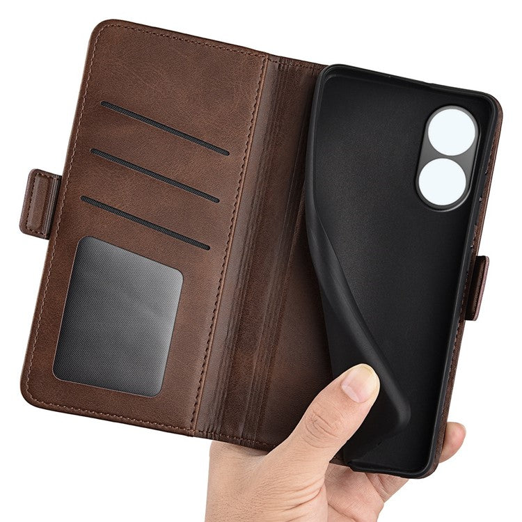 For vivo Y02s 4G Stand Design Textured PU Leather Anti-fall Phone Case Wallet Folio Flip Magnetic Shell - Brown