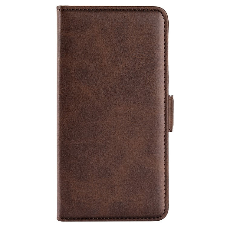 For vivo Y02s 4G Stand Design Textured PU Leather Anti-fall Phone Case Wallet Folio Flip Magnetic Shell - Brown