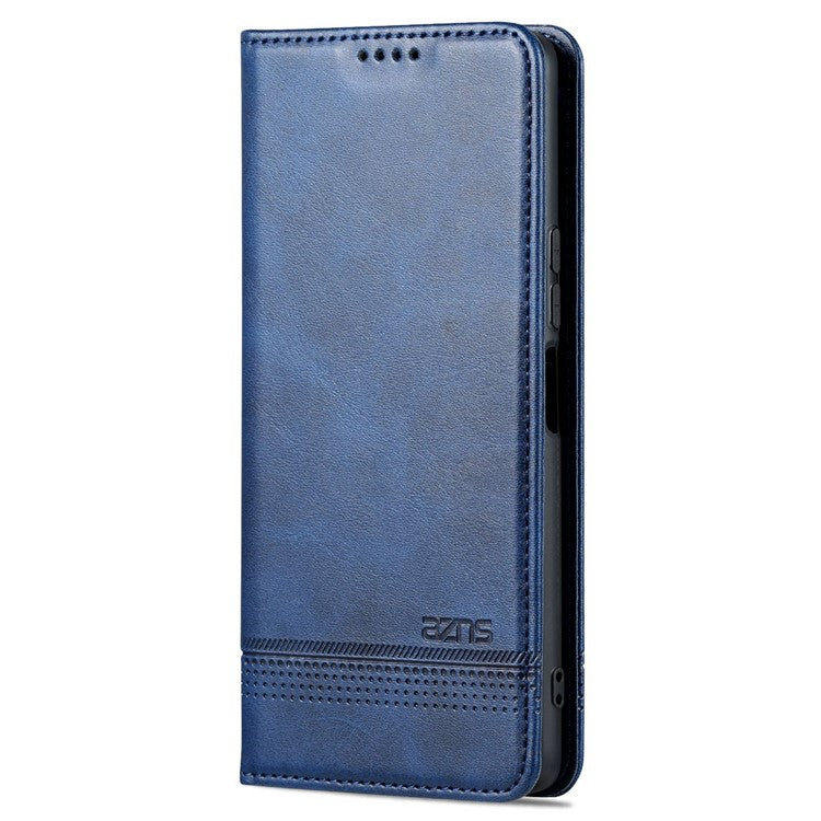 AZNS For vivo Y77e 5G / Y77 5G Magnetic Auto Closure Cowhide Texture PU Leather Wallet Phone Case Viewing Stand Flip Cover - Blue