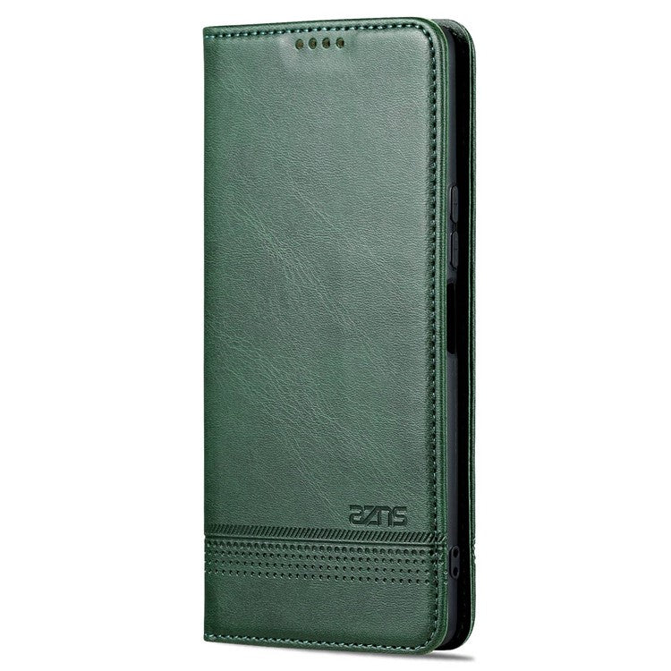 AZNS For vivo Y77e 5G / Y77 5G Magnetic Auto Closure Cowhide Texture PU Leather Wallet Phone Case Viewing Stand Flip Cover - Green