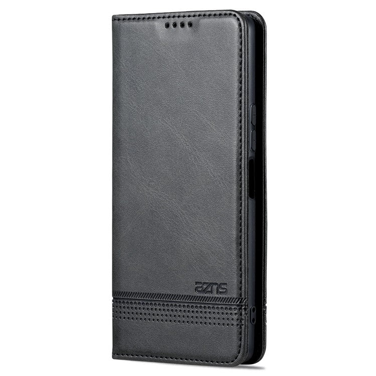 AZNS For vivo Y77e 5G / Y77 5G Magnetic Auto Closure Cowhide Texture PU Leather Wallet Phone Case Viewing Stand Flip Cover - Black