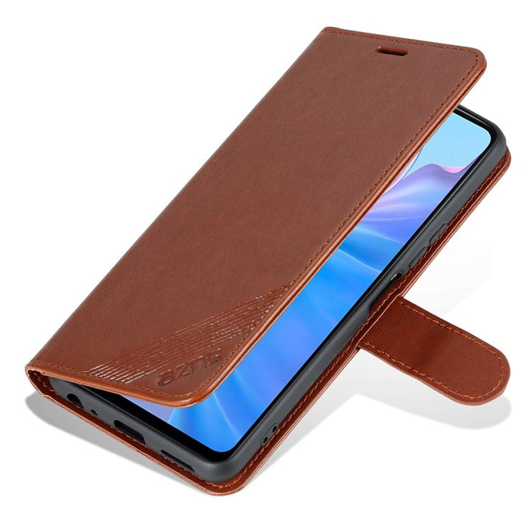 AZNS Easy Flip Wallet Case for vivo Y77e 5G / Y77 5G, Drop Protection Textured PU Leather Phone Cover Stand Shell - Brown