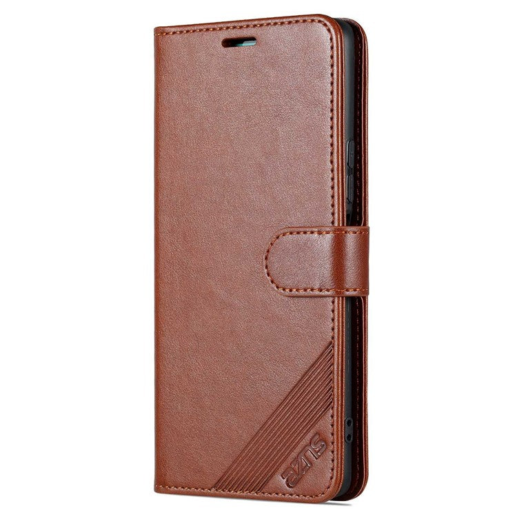 AZNS Easy Flip Wallet Case for vivo Y77e 5G / Y77 5G, Drop Protection Textured PU Leather Phone Cover Stand Shell - Brown