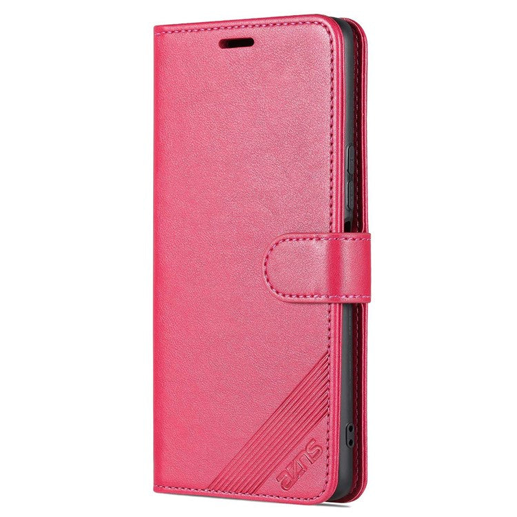 AZNS Easy Flip Wallet Case for vivo Y77e 5G / Y77 5G, Drop Protection Textured PU Leather Phone Cover Stand Shell - Red