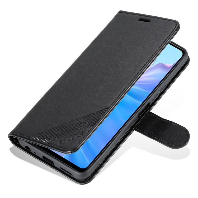 AZNS Easy Flip Wallet Case for vivo Y77e 5G / Y77 5G, Drop Protection Textured PU Leather Phone Cover Stand Shell - Black