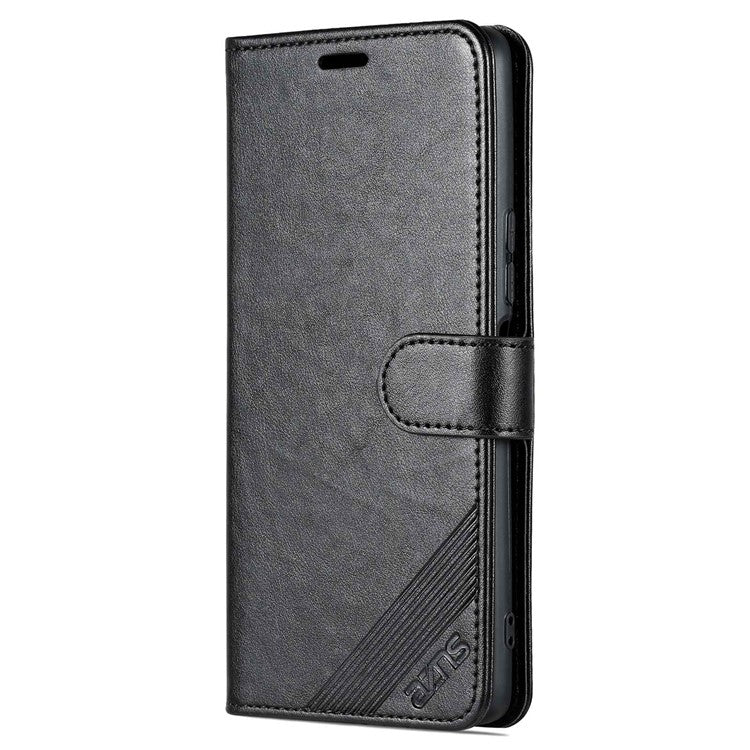 AZNS Easy Flip Wallet Case for vivo Y77e 5G / Y77 5G, Drop Protection Textured PU Leather Phone Cover Stand Shell - Black