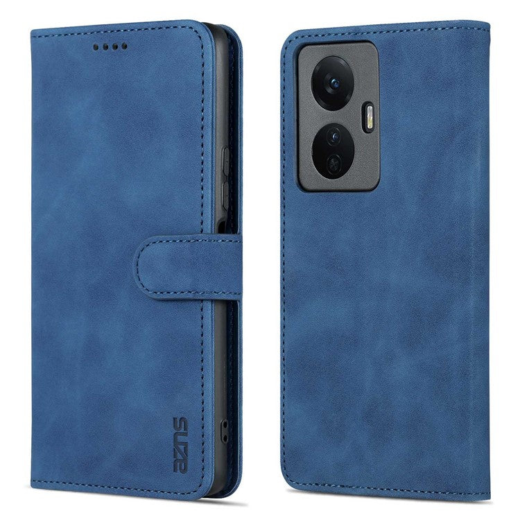 AZNS For vivo Y77e 5G / Y77 5G Phone Protective Flip Cover PU Leather Coated TPU Interior Case with Stand - Blue