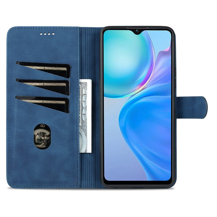 AZNS For vivo Y77e 5G / Y77 5G Phone Protective Flip Cover PU Leather Coated TPU Interior Case with Stand - Blue