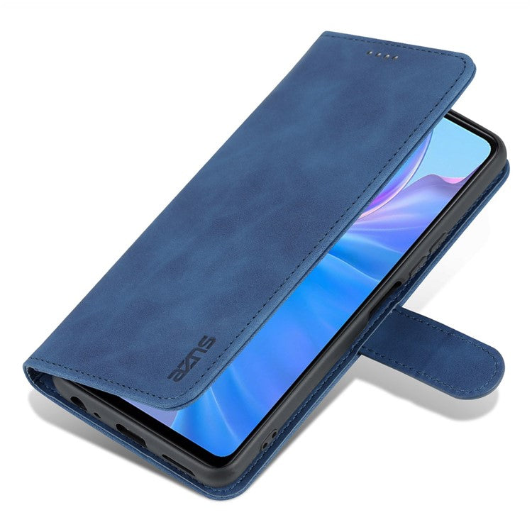 AZNS For vivo Y77e 5G / Y77 5G Phone Protective Flip Cover PU Leather Coated TPU Interior Case with Stand - Blue