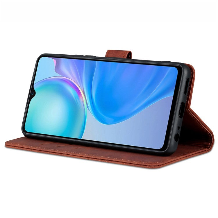 AZNS For vivo Y77e 5G / Y77 5G Phone Protective Flip Cover PU Leather Coated TPU Interior Case with Stand - Brown