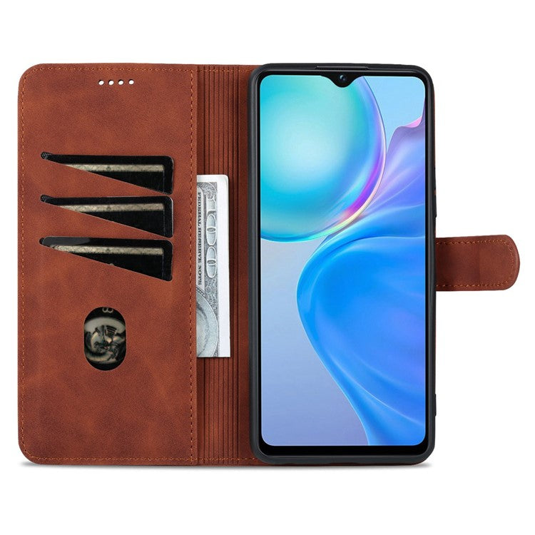 AZNS For vivo Y77e 5G / Y77 5G Phone Protective Flip Cover PU Leather Coated TPU Interior Case with Stand - Brown