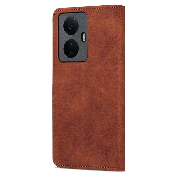 AZNS For vivo Y77e 5G / Y77 5G Phone Protective Flip Cover PU Leather Coated TPU Interior Case with Stand - Brown