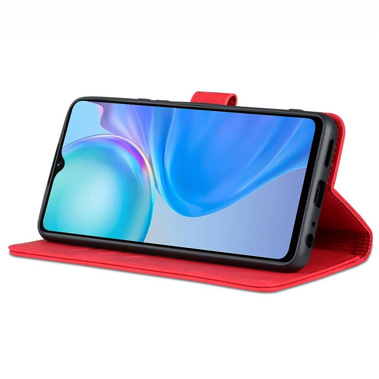 AZNS For vivo Y77e 5G / Y77 5G Phone Protective Flip Cover PU Leather Coated TPU Interior Case with Stand - Red