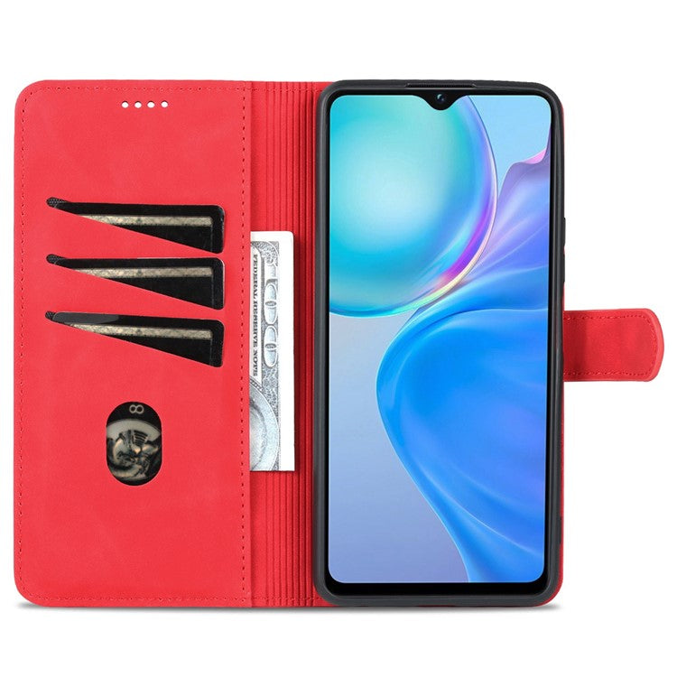 AZNS For vivo Y77e 5G / Y77 5G Phone Protective Flip Cover PU Leather Coated TPU Interior Case with Stand - Red