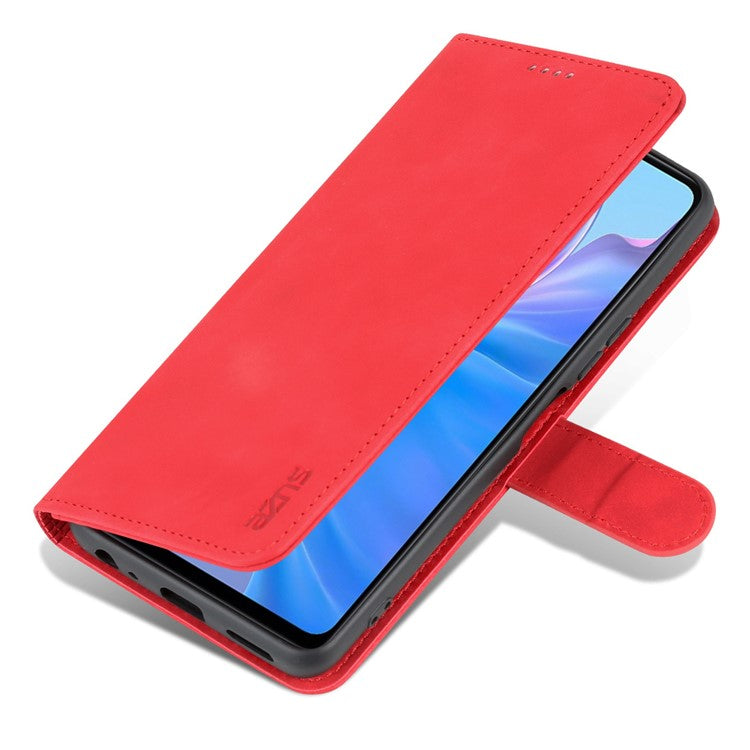 AZNS For vivo Y77e 5G / Y77 5G Phone Protective Flip Cover PU Leather Coated TPU Interior Case with Stand - Red