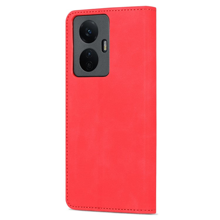 AZNS For vivo Y77e 5G / Y77 5G Phone Protective Flip Cover PU Leather Coated TPU Interior Case with Stand - Red