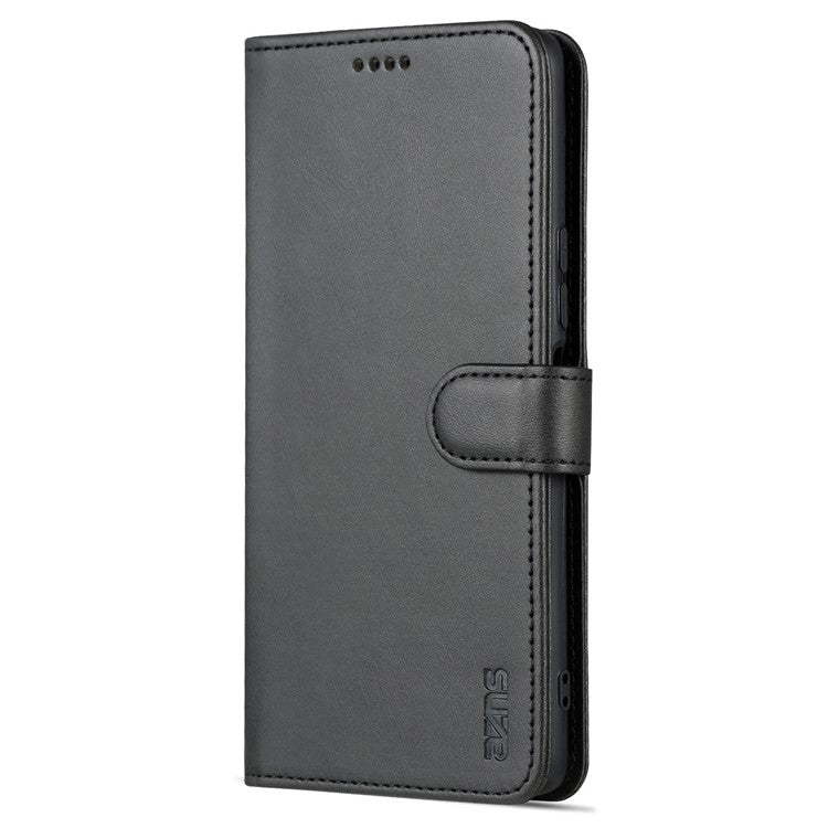 AZNS For vivo Y77e 5G / Y77 5G Phone Protective Flip Cover PU Leather Coated TPU Interior Case with Stand - Black