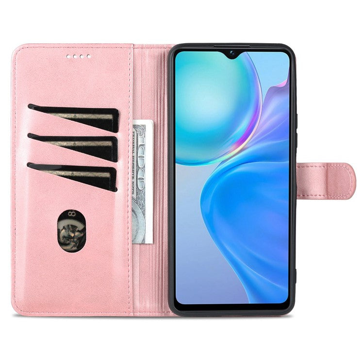 AZNS For vivo Y77e 5G / Y77 5G Phone Protective Flip Cover PU Leather Coated TPU Interior Case with Stand - Rose Gold