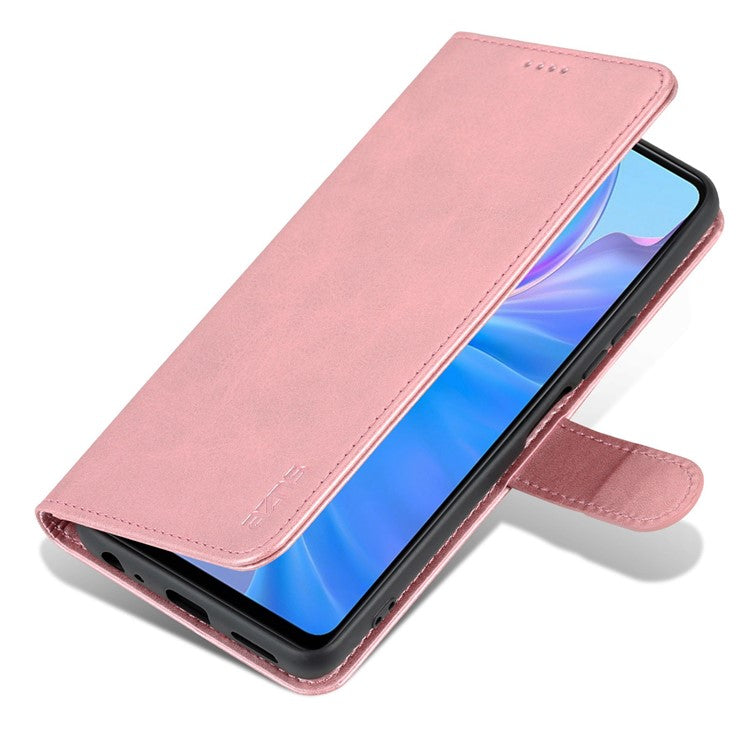 AZNS For vivo Y77e 5G / Y77 5G Phone Protective Flip Cover PU Leather Coated TPU Interior Case with Stand - Rose Gold