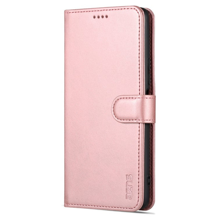 AZNS For vivo Y77e 5G / Y77 5G Phone Protective Flip Cover PU Leather Coated TPU Interior Case with Stand - Rose Gold