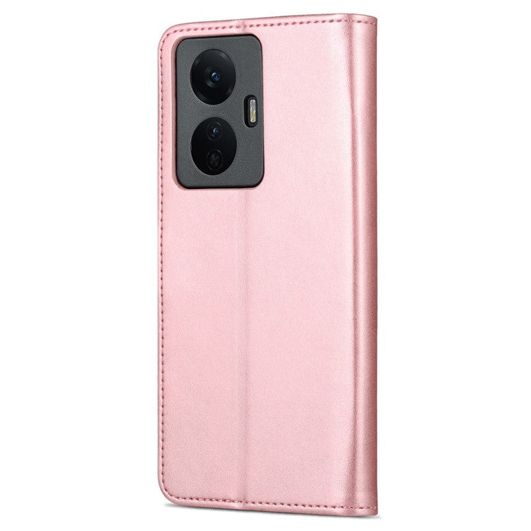 AZNS For vivo Y77e 5G / Y77 5G Phone Protective Flip Cover PU Leather Coated TPU Interior Case with Stand - Rose Gold