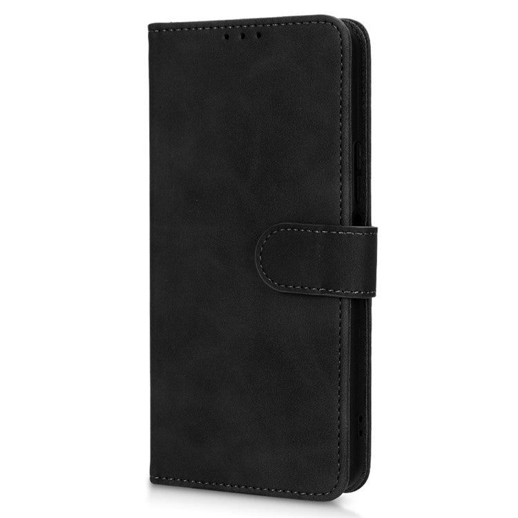 For vivo Y77 5G PU Leather Wallet Case Viewing Stand Skin-Touch Feeling Magnetic Flip Protective Phone Cover - Black