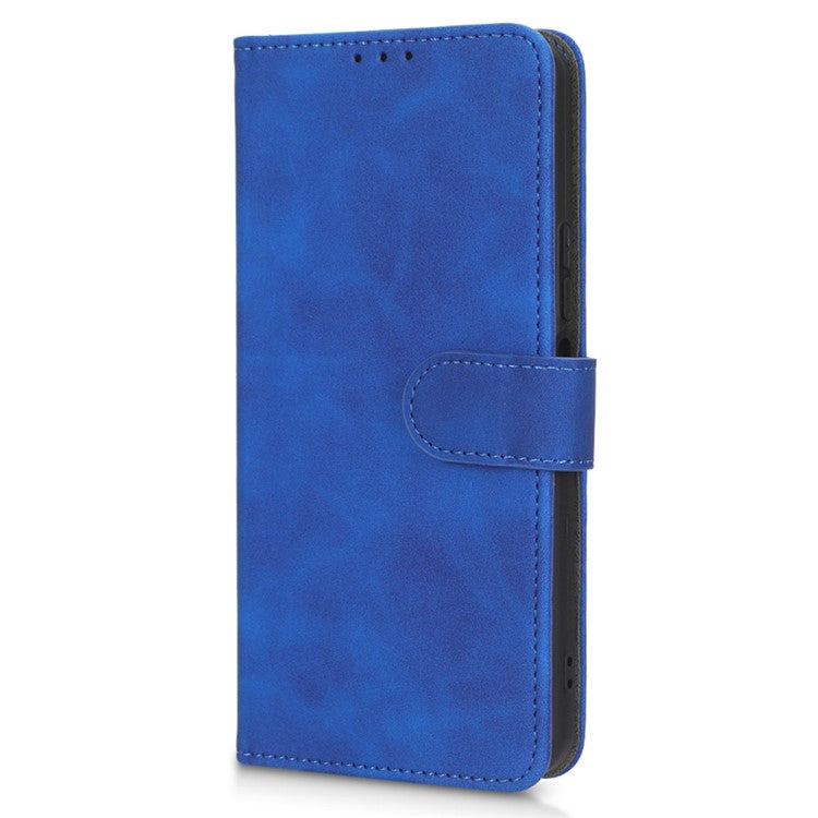 For vivo Y77 5G PU Leather Wallet Case Viewing Stand Skin-Touch Feeling Magnetic Flip Protective Phone Cover - Blue