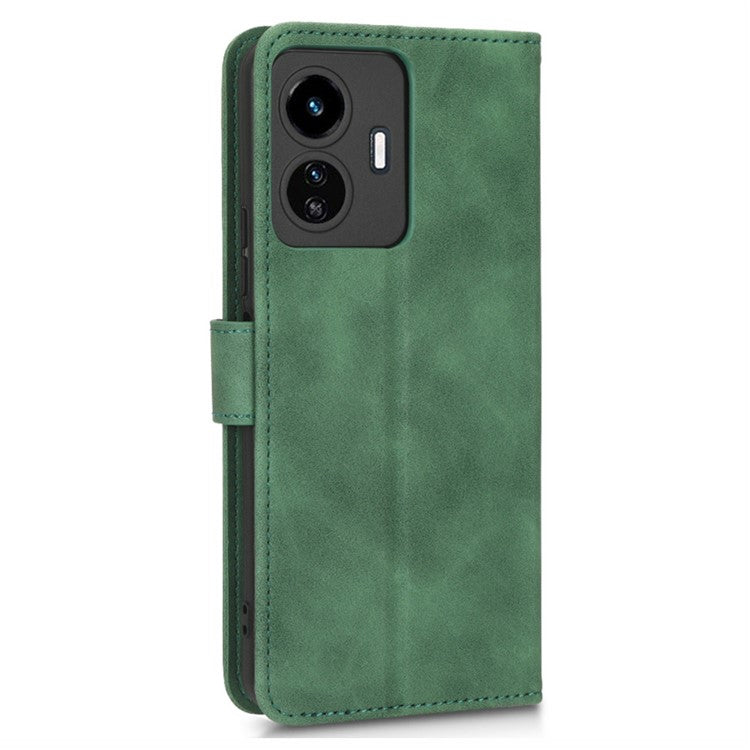 For vivo Y77 5G PU Leather Wallet Case Viewing Stand Skin-Touch Feeling Magnetic Flip Protective Phone Cover - Green