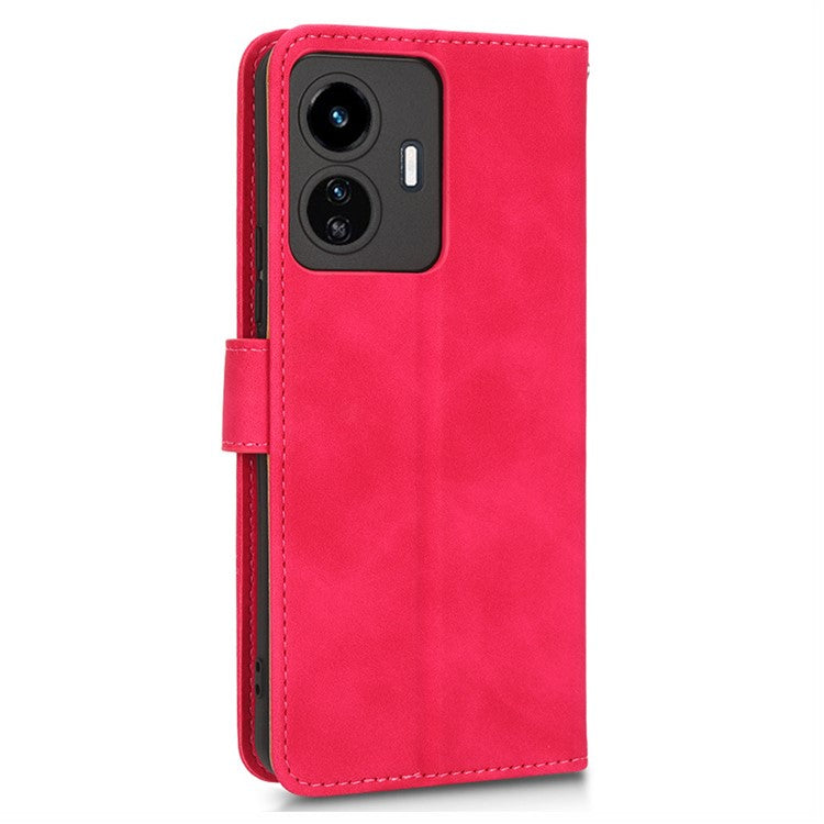 For vivo Y77 5G PU Leather Wallet Case Viewing Stand Skin-Touch Feeling Magnetic Flip Protective Phone Cover - Rose