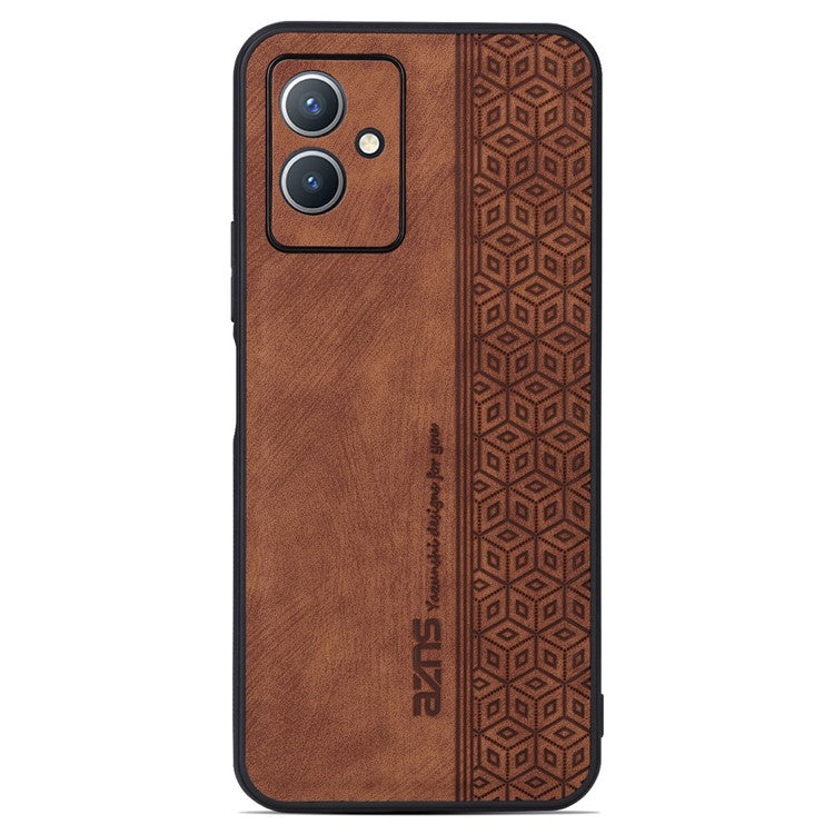 AZNS For vivo Y55 5G Slim Protective Back Cover PU Leather Coated TPU Anti-drop Mobile Phone Case - Brown