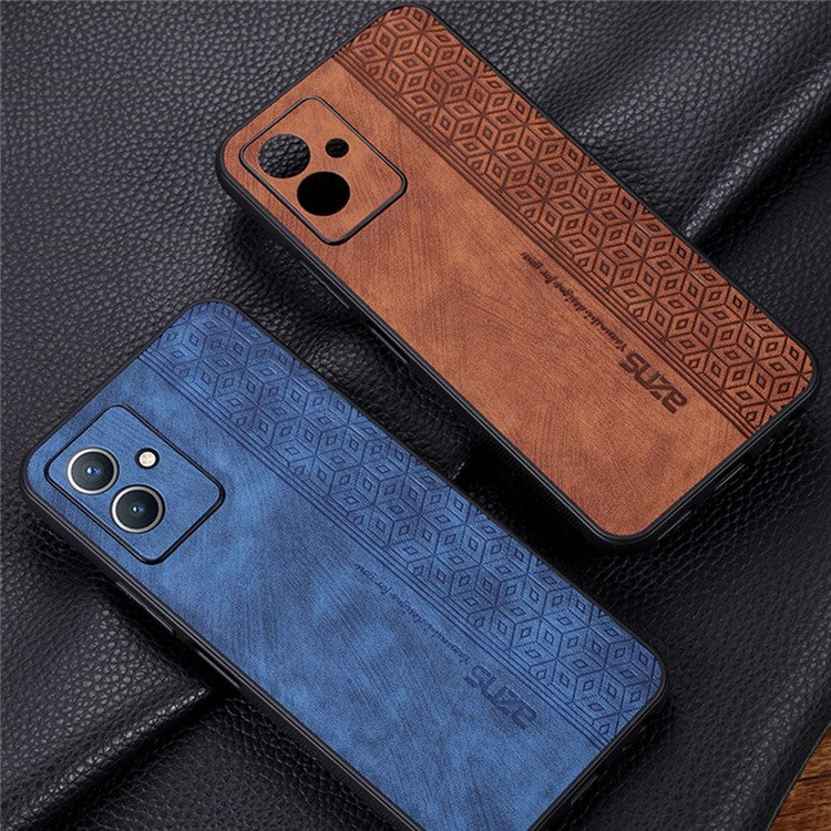 AZNS For vivo Y55 5G Slim Protective Back Cover PU Leather Coated TPU Anti-drop Mobile Phone Case - Brown