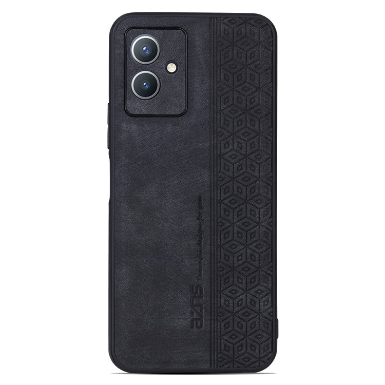 AZNS For vivo Y55 5G Slim Protective Back Cover PU Leather Coated TPU Anti-drop Mobile Phone Case - Black